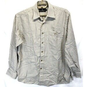 Kent and Curwen Men's Large 15-32.5 Dress Shirt Button Up Beige Check Cotton